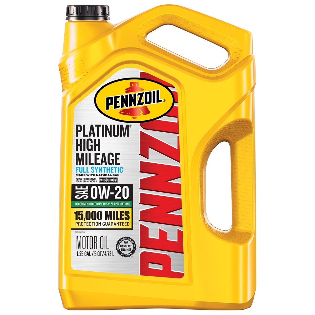 [071611367011] Aceite Pennzoil Platinum alto kilometraje Sintético 0W-20 4.73 Litros
