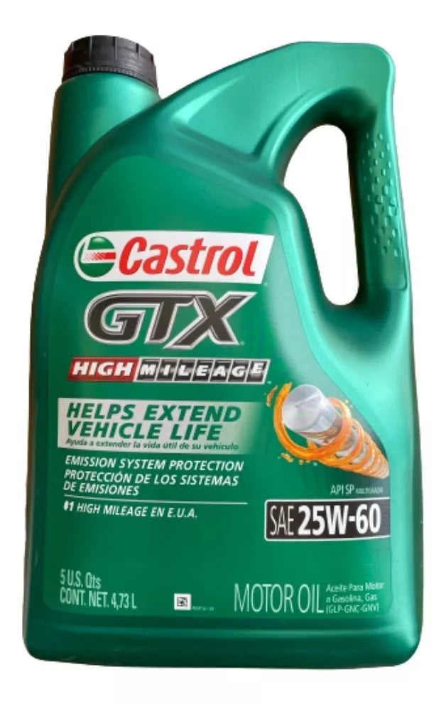 Aceite Castrol GTX 25W-60 Alto Kilometraje 4.73 litros