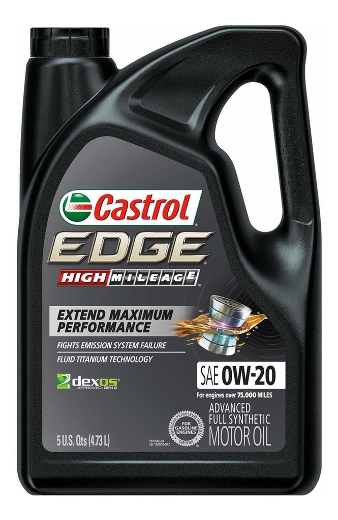 [079191212769] Aceite Castrol Edge 0w-20 Alto Kilometraje Sintético 4.73 L