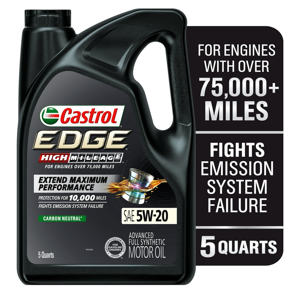[079191231432] Aceite Castrol Edge 5W-20 Alto Kilometraje Sintético  4.73 L