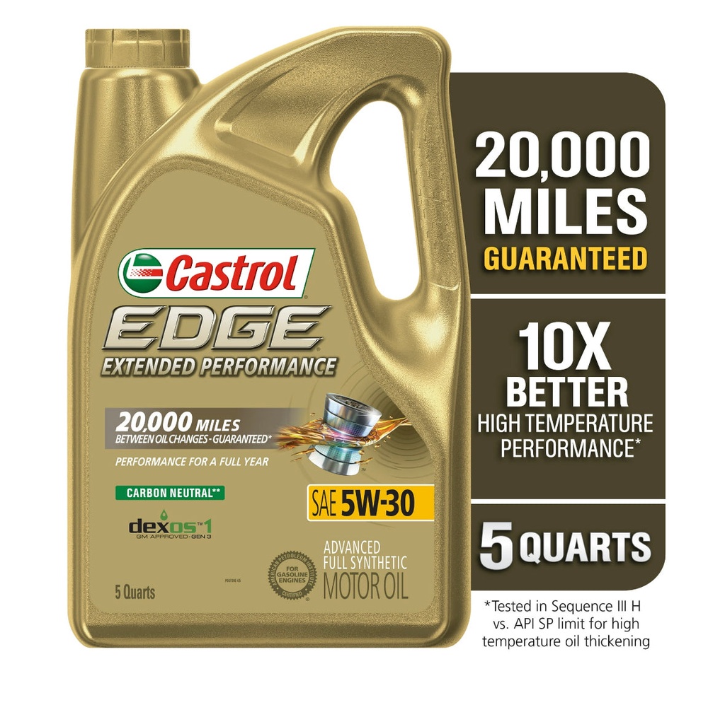 [079191230879] Aceite Castrol Edge 5W-30 Extended Sintético 4.73 Litros