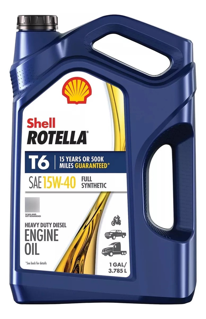 Aceite Shell Rotella 15w-40 T6 100% Sintetico - 3.78 L
