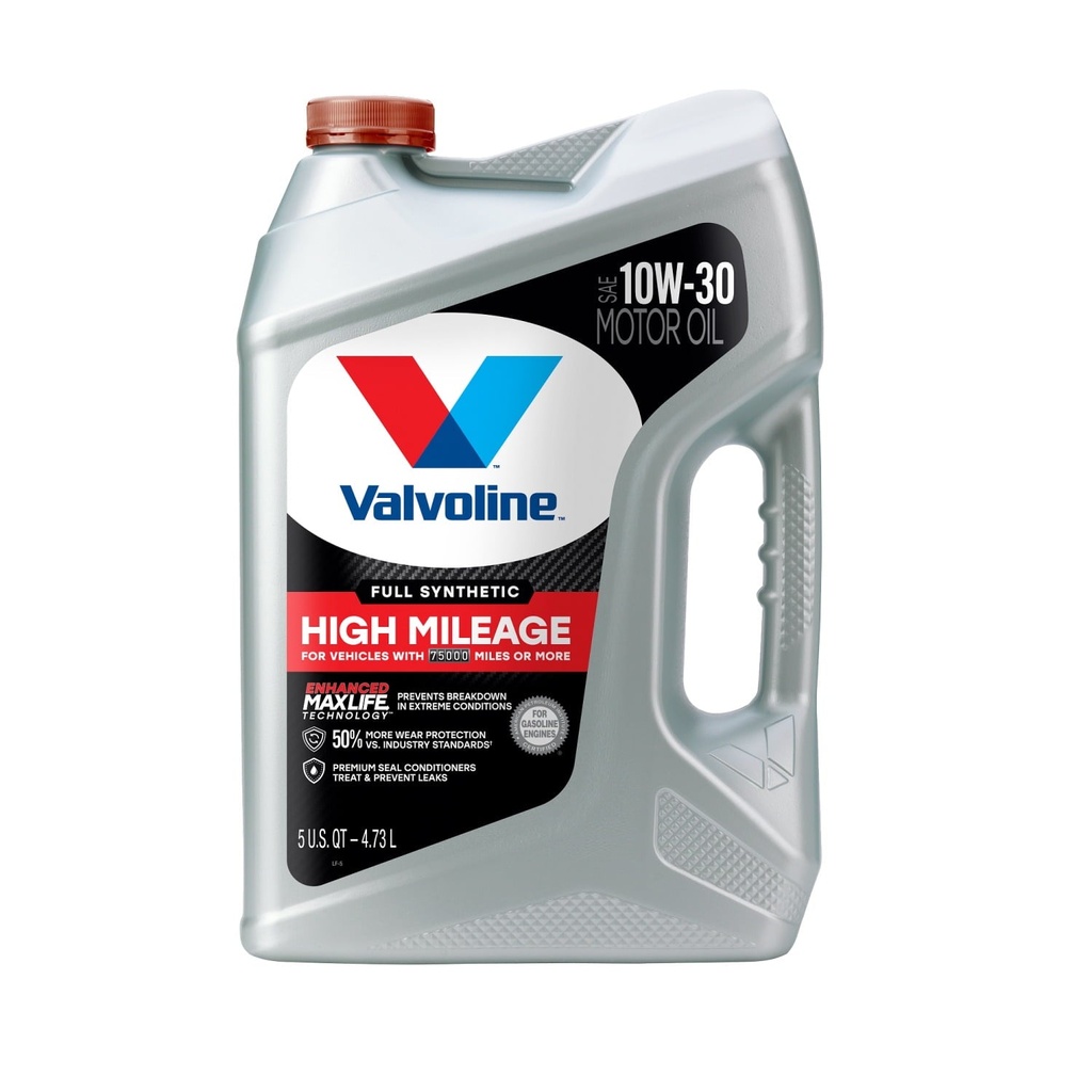 [074130032309] Aceite Valvoline 10W-30 Alto Kilometraje Sintetico 4.73 Litros