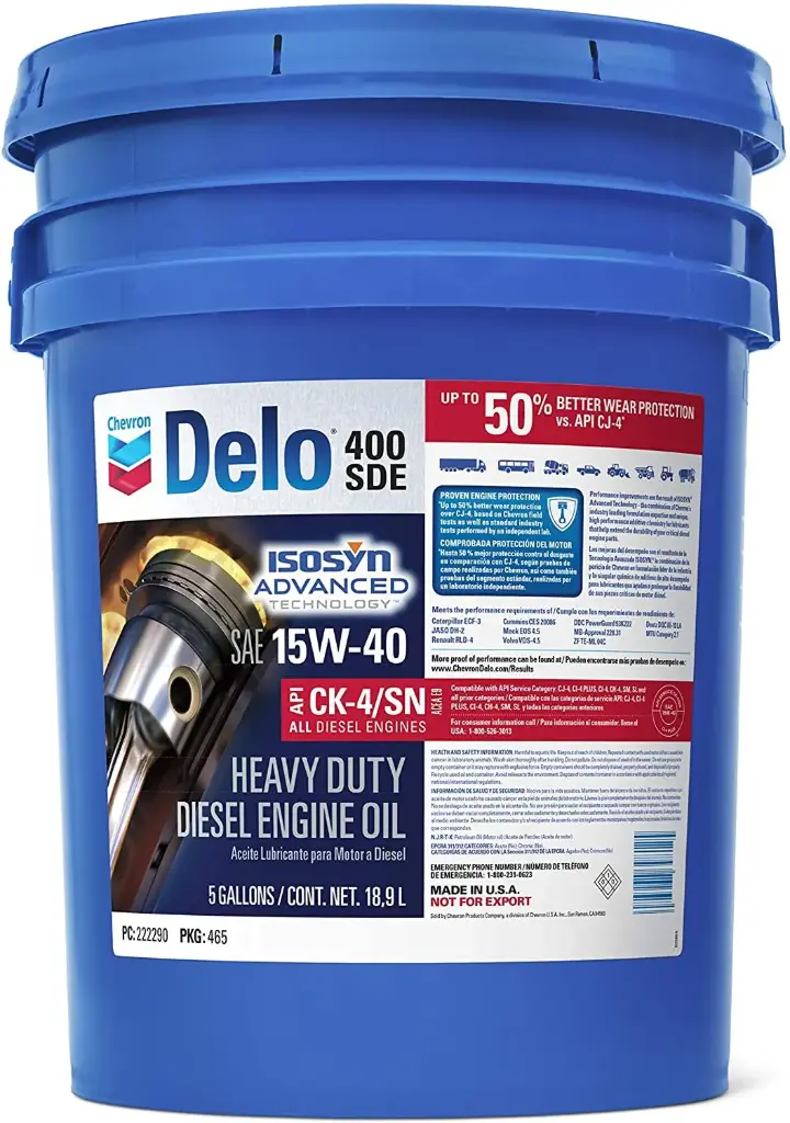 Aceite Chevron Delo 400 SDE CK-4 18.9 litros